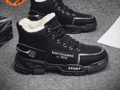 Muške zimske čizme s toplom postavom, vezicama i natpisom