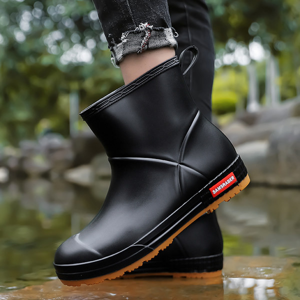 Ανδρικές αδιάβροχες μπότες από καουτσούκ με επίπεδη σόλα