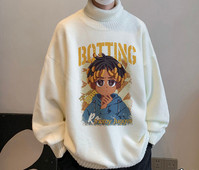 Μοντέρνο χειμωνιάτικο πουλόβερ για άνδρες με απλικέ και γιακά πόλο