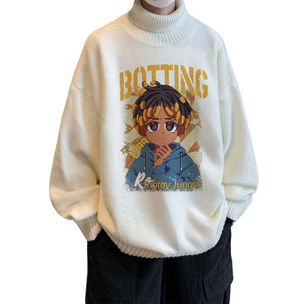 Μοντέρνο χειμωνιάτικο πουλόβερ για άνδρες με απλικέ και γιακά πόλο