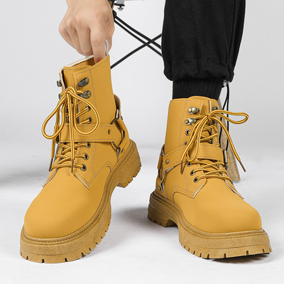 Vīriešu ziemas zābaki ar šņorēm un metāla sprādzi