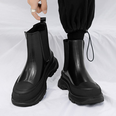 Muške čizme s grubim potplatom i elastikom