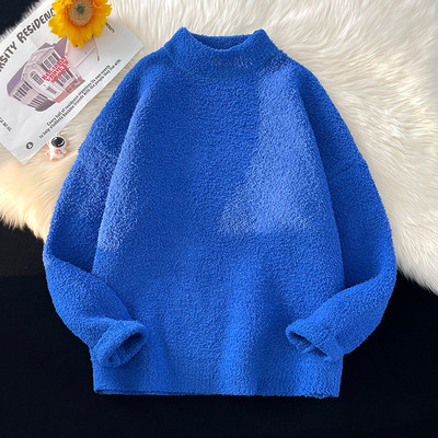 Κομψό ανδρικό πουλόβερ με ψηλό γιακά και μακριά μανίκια