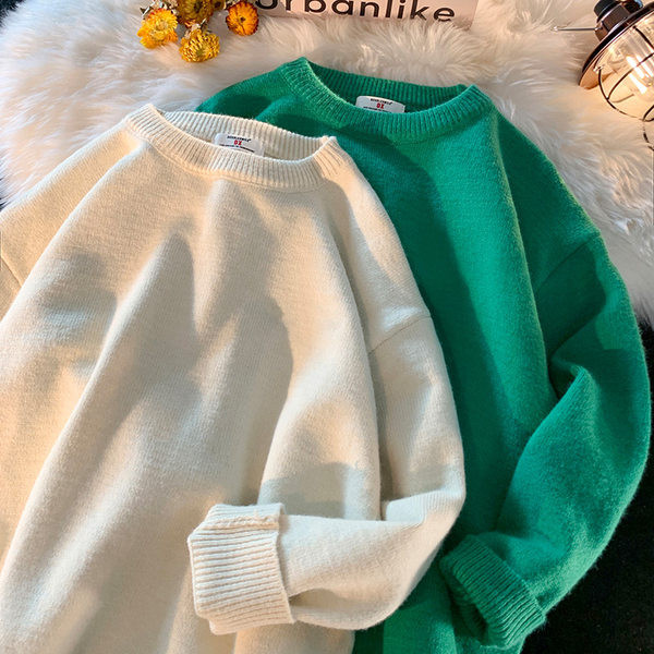 Ανδρικό χαλαρό πουλόβερ με ανοιχτόχρωμο λαιμόκοψη - Πολλαπλά χρώματα