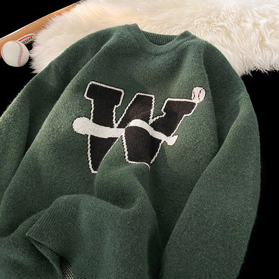 Ikdienas raksta vīriešu džemperis ar uzrakstu