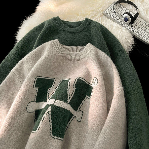 Ikdienas raksta vīriešu džemperis ar uzrakstu