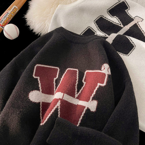 Ikdienas raksta vīriešu džemperis ar uzrakstu