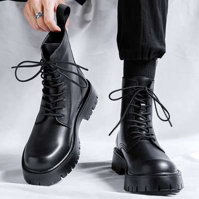 Vīriešu zābaki no eko ādas - melnbaltā krāsā