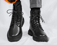 Νέο μοντέλο ανδρικών μπότες από οικολογικό δέρμα σε μαύρο χρώμα