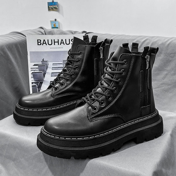 Muške zimske čizme s visokim potplatom na pertlu i patentnim zatvaračem