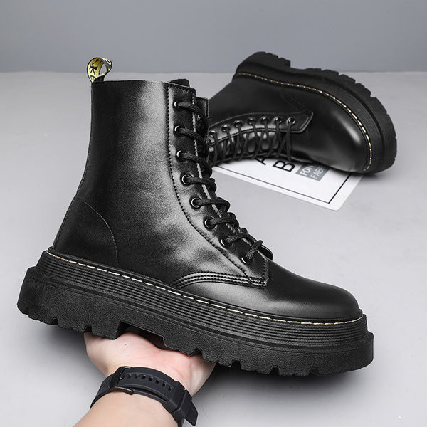 Ikdienas vīriešu ādas zābaki ar grupu zoli