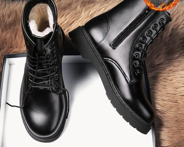 Ziemas ādas zābaki ar dūnu oderi vīriešiem