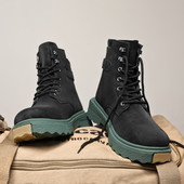 Muške jednobojne zimske čizme na vezanje u britanskom stilu