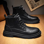 Vīriešu ikdienas mežģīņu eko ādas ziemas zābaki