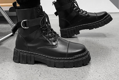 Vīriešu ikdienas mežģīņu eko ādas zābaki