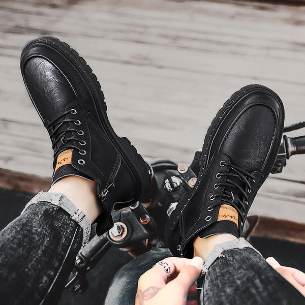 Ανδρικές μπότες φθινοπώρου-χειμώνα από οικολογικό δέρμα με κορδόνια νέο μοντέλο