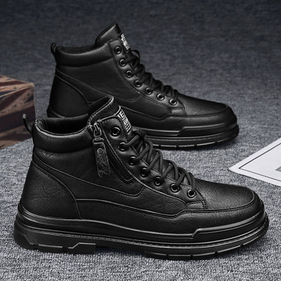 Φθινοπωρινές μπότες με μεσαίο μήκος και χοντρή σόλα