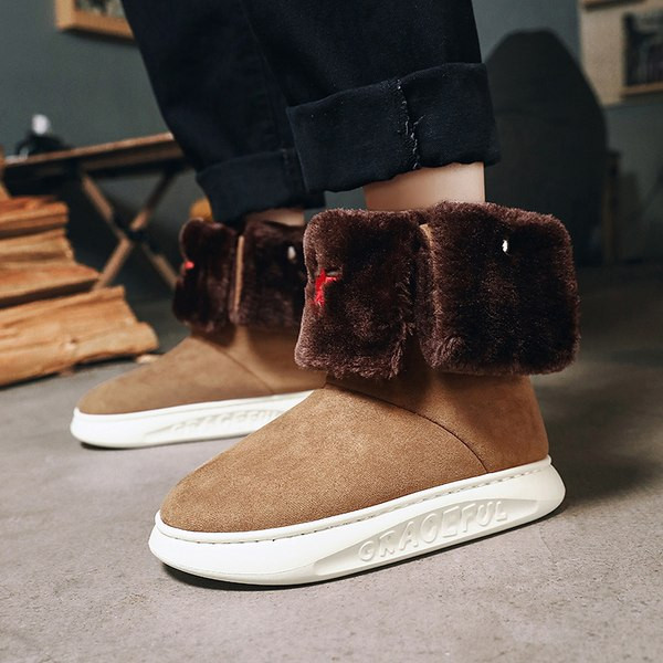 Muške zimske čizme s ravnim potplatom i puhom