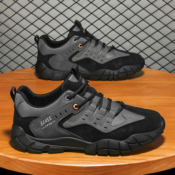 Vīriešu ziemas apavi ar plakanu zoli noapaļotu modeli