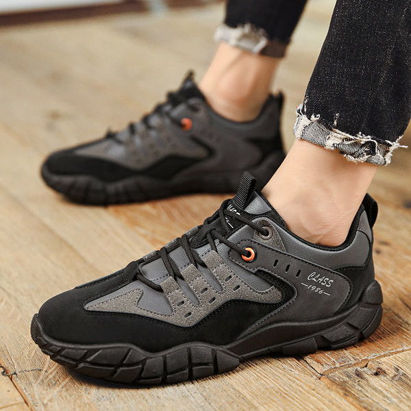 Vīriešu ziemas apavi ar plakanu zoli noapaļotu modeli