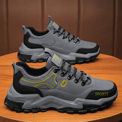 Muške zimske čizme s grubim potplatom s vezicama