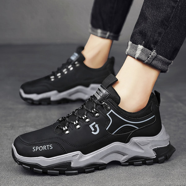 Muške zimske čizme s grubim potplatom s vezicama