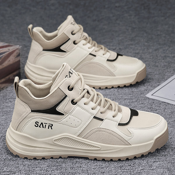 Kožne zimske cipele s visokim đonom na vezice i natpis