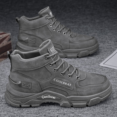 Ziemai piemēroti vīriešu eko ādas apavi ar uzrakstiem un šņorēm