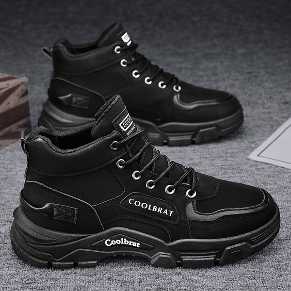 Ziemai piemēroti vīriešu eko ādas apavi ar uzrakstiem un šņorēm