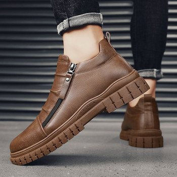 Нов модел кожени обувки с цип за мъже
