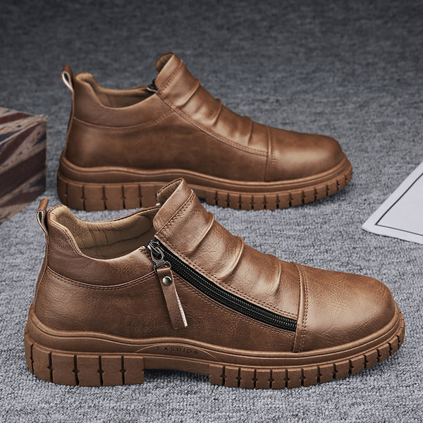 Νέο μοντέλο ανδρικά δερμάτινα παπούτσια με φερμουάρ