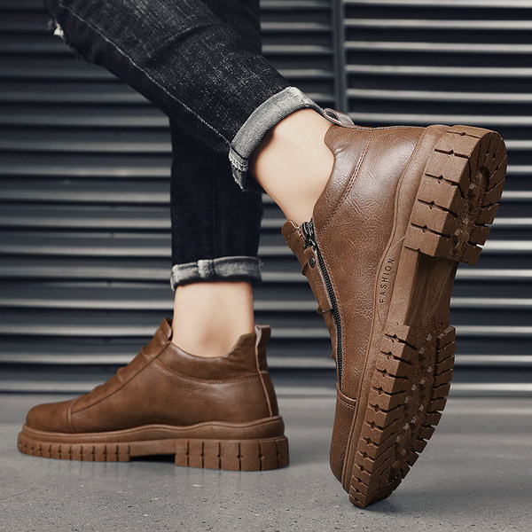 Νέο μοντέλο ανδρικά δερμάτινα παπούτσια με φερμουάρ