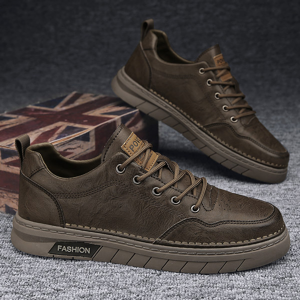 Δερμάτινα ανδρικά αθλητικά παπούτσια με κορδόνια