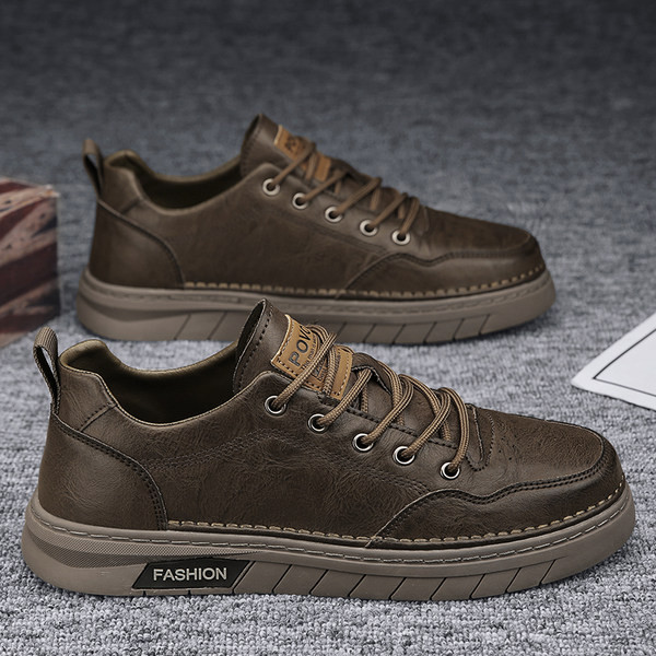 Έκο δερμάτινα χειμερινά ανδρικά παπούτσια με επίπεδη σόλα