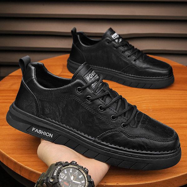 Έκο δερμάτινα χειμερινά ανδρικά παπούτσια με επίπεδη σόλα