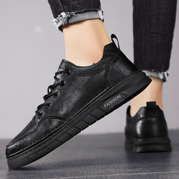 Έκο δερμάτινα χειμερινά ανδρικά παπούτσια με επίπεδη σόλα