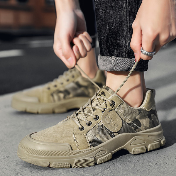 Kožne maskirne cipele na vezanje - za muškarce