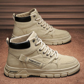 Χειμερινά ανδρικά μποτάκια από οικολογικό δέρμα με κορδόνια