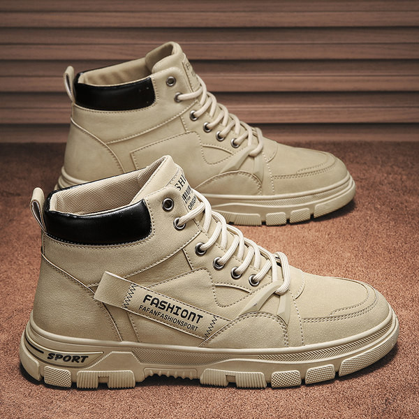 Χειμερινά ανδρικά μποτάκια από οικολογικό δέρμα με κορδόνια