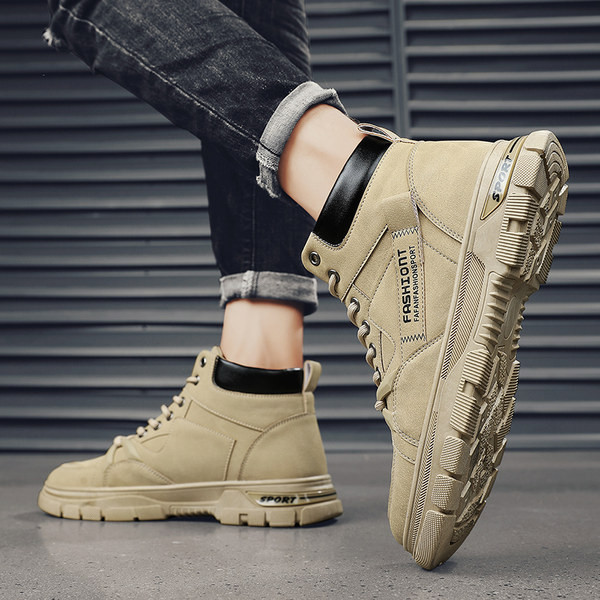 Χειμερινά ανδρικά μποτάκια από οικολογικό δέρμα με κορδόνια