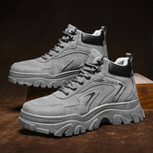 Vīriešu ziemas apavi no eko ādas ar raupju zoli