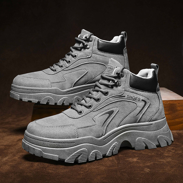 Vīriešu ziemas apavi no eko ādas ar raupju zoli