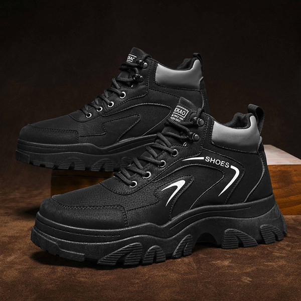 Vīriešu ziemas apavi no eko ādas ar raupju zoli