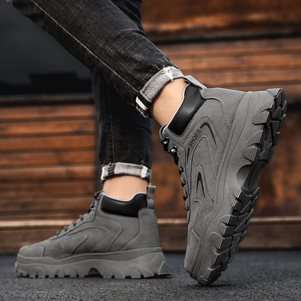 Vīriešu ziemas apavi no eko ādas ar raupju zoli