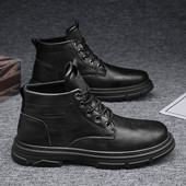 Χειμερινές μπότες με κορδόνια για άνδρες - οικολογικό δέρμα