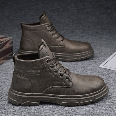 Χειμερινές μπότες με κορδόνια για άνδρες - οικολογικό δέρμα