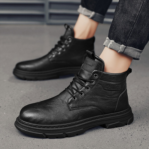 Χειμερινές μπότες με κορδόνια για άνδρες - οικολογικό δέρμα