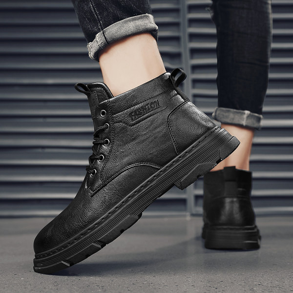 Χειμερινές μπότες με κορδόνια για άνδρες - οικολογικό δέρμα