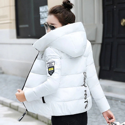 Χοντρό ζεστό κοντό μπουφάν με κουκούλα, βαμβακερό padded Parka, βασικό γυναικείο παλτό 2022 Νέο χειμωνιάτικο πάρκα, γυναικείο πανωφόρι 5XL