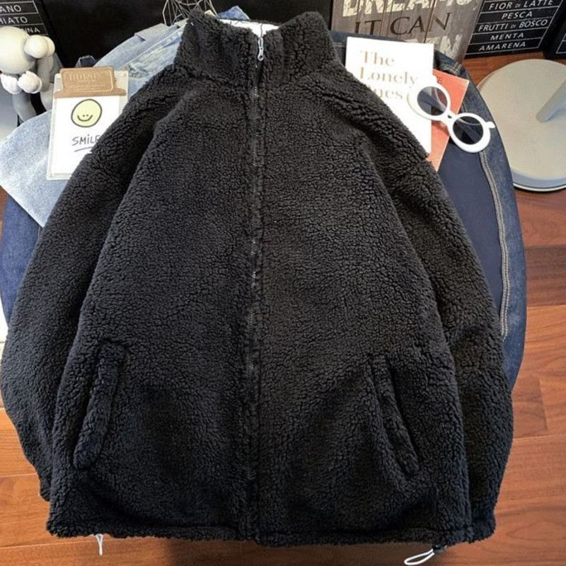 2022. gada jauna rudens ziemas sieviešu jaka, brīva, ar kokvilnu polsterēta ikdienišķa jēra vilnas puse, mēteļi ar garām piedurknēm